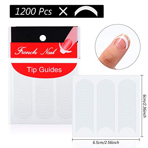 1200 komada naljepnica za francuski manikir za nokte samoljepljiva Francuska uputstva za nokte naljepnice bijele naljepnice za manikir u obliku polumjeseca za francuski dizajn noktiju