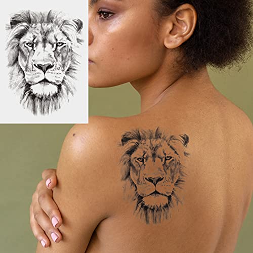 Aiyingying 6 listova Crna privremena tetovaža za tetovaže velike veličine, 3D Realistic Tiger