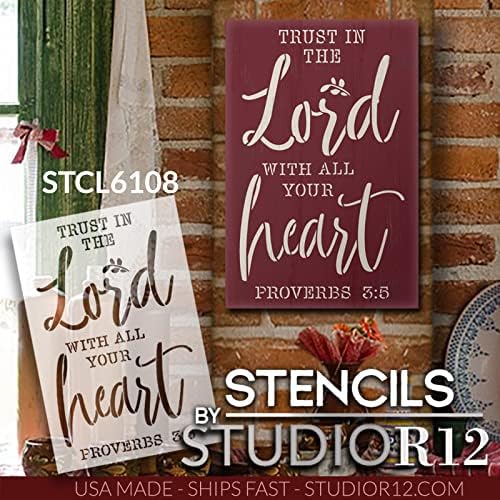 Poverenje u Lord Proverbs 3 5 šablona od Studior12 | Craft DIY Inspirational Decor | Boja Faith
