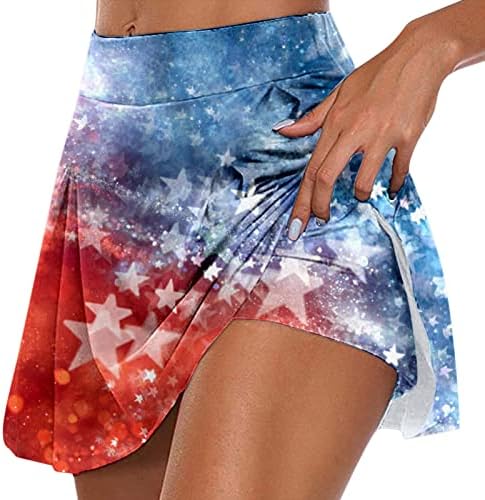 4. srpnja USA Work Workout Skorts suknje s kratkim hlačama za žene visokog struka Flowy Nasled