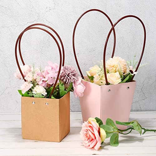 Patikil 5x5x6 inča cvjetna bouquet Packaging torba za pakovanje, 10 paketa trapeznih papirnate poklon
