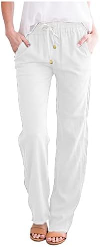 Ljetne casual pamučne posteljine kapri hlače Žene visokog struka posteljine sa džepovima Losene plažne hlače