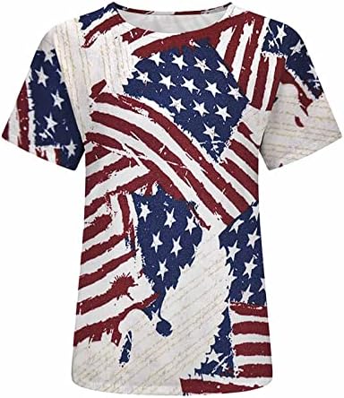 Jesen ljeto T Shirt djevojke kratki rukav pamuk Crewneck američka zastava grafički Brunch Top Tshirt