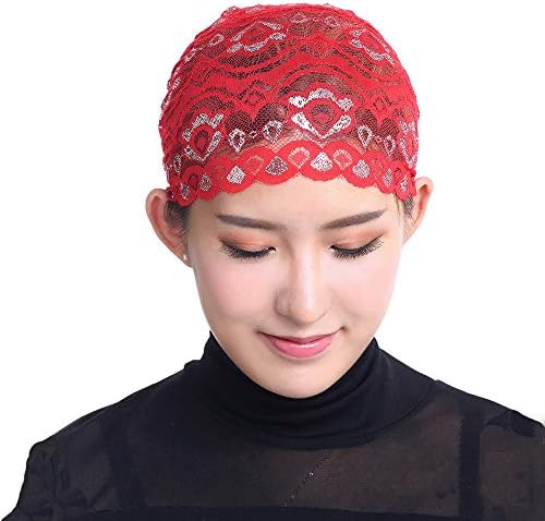Ženski sjajni čipkasti pokrivač za glavu muslimanski unutrašnji hidžab kape rastezljivi Turban šešir
