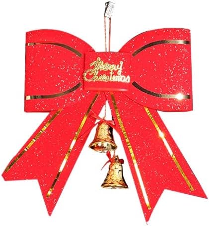 Klubovi Ornament ukras za jelku crvena velika leptir mašna 13cm sa privjeskom za zvono Božićne