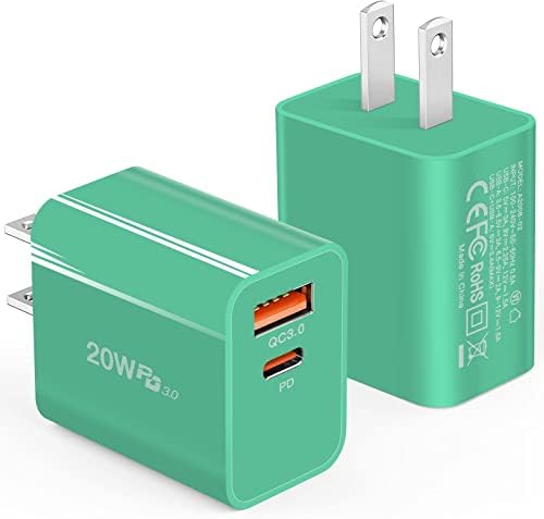 [2 Pakovanje] USB C zidni Punjač, blok za brzo punjenje iPhonea 20w PD Adapter sa dva porta kompatibilan sa iPhoneom
