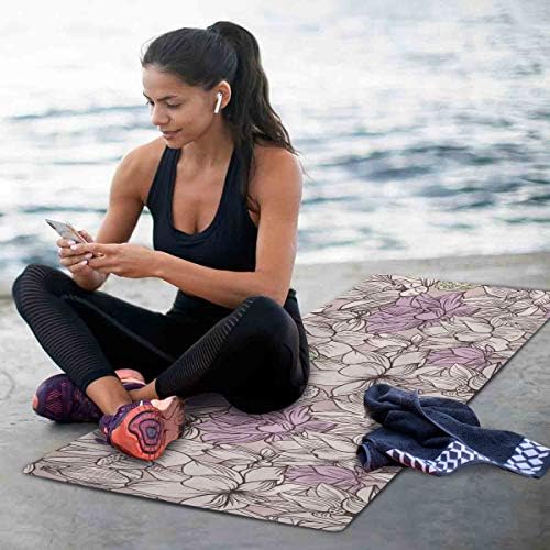 Mnsruu Yoga Mat - Lotus cvjetne štampane neklizajuće prostirke za vježbanje sa trakom za nošenje