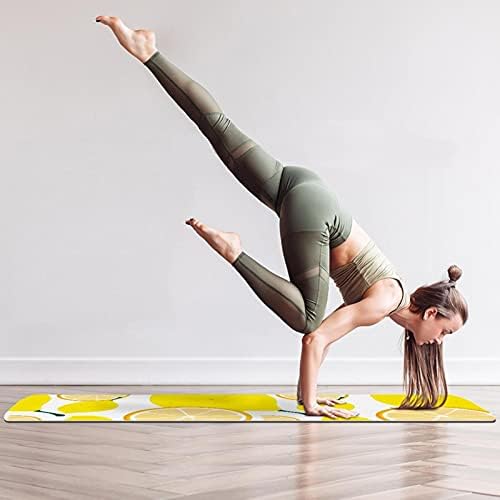 Debela neklizajuća Vježba & amp; fitnes 1/4 prostirka za jogu sa žutim limunskim printom za Yoga Pilates