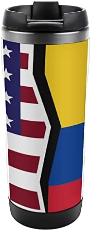 Američka i kolumbijska zastava Travel Thrice Nehrđajuće čelik Vakuumska isječena kafa sa poklopcem 13oz / 380ml