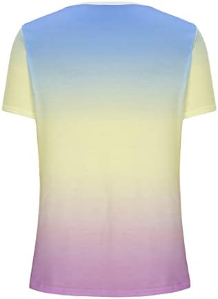 Djevojke V izrez čipka pamuk gradijent cvjetna grafička bluza majica za žene Ljetni pad H4 H4