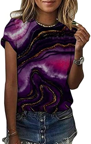 Modni T Shirt za žene šareni Tie Dye Shirts Crewneck kratki rukav Tee Tops 2023 ljetne Casual bluze