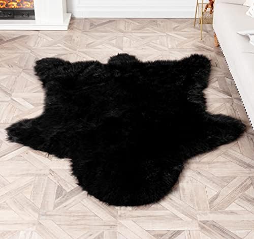 Abunheri Faux Crna medvjeđa medvjedi prostirka Koždine tepih životinja Rug prelaznog prostirke za dnevnu sobu