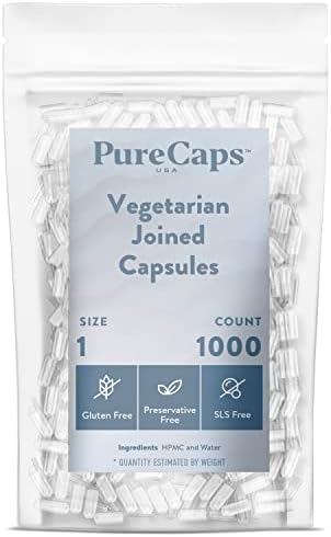PureCaps USA - prazne bistre vegetarijanske i veganske kapsule za pilule veličine 1-brzo se rastvaraju