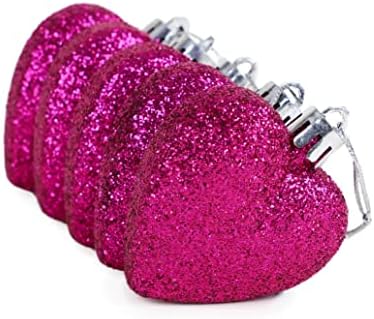 8 x 60mm Hot Pink Glitter ukrasi za jelku u obliku srca