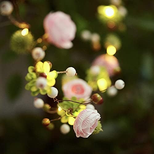 Miya LIFE Rose sukulenti žičana svjetla, Umjetna grančica Vine viseća Garland svjetla 20 LED