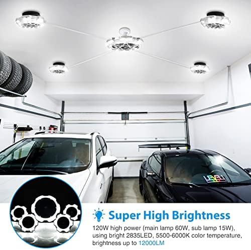 120W garažna svjetlost okrugla 5-glava rasvjeta, svijetlo LED garažno svjetlo, LED žarulje za štalu