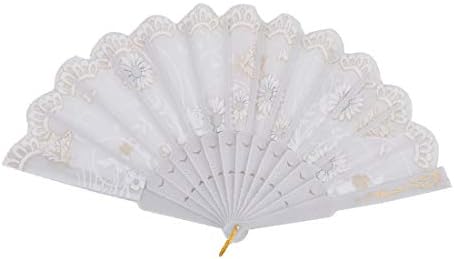 X-Dree Lady plastični okvir leptir cvijeće za ručno preklopni ventilatorski ventilator bijeli (ventilatore