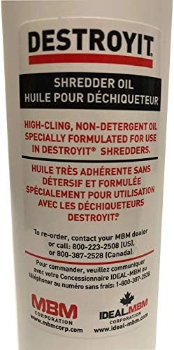 MBM AC CED21 / 8 DESTROYIT Shredder ulje, boce od 1 Pinte, kompatibilne sa bilo kojim Destroyit Shredders, posebna Formula