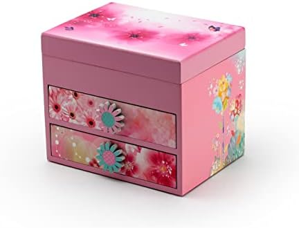 Ružičasta drvena cvjetna tema 18 Napomena Spinning Ballerina muzička kutija - Mnoge pjesme koje treba odabrati