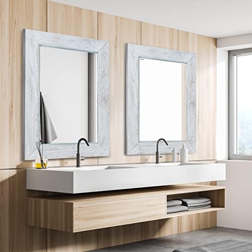 MAXYOYO rustikalno drveno zidno ogledalo za kupatilo, 24 x 32 ogledalo u drvenom okviru ogledalo