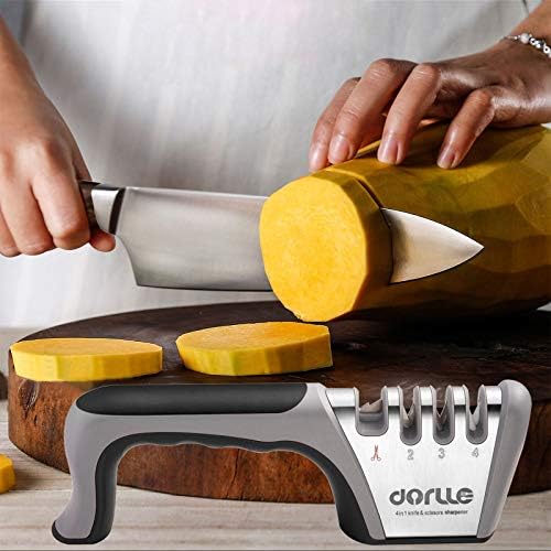 Dorlle oštrilica za noževe, nadograđena 4-stepena ručna oštrica za kuharske noževe koja pomaže u popravljanju,