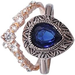 2023 Novi nakit modni svijetli plavi prsten nakit za žene kamen angažirani prsten cirkon okrugli prstenovi za valentine