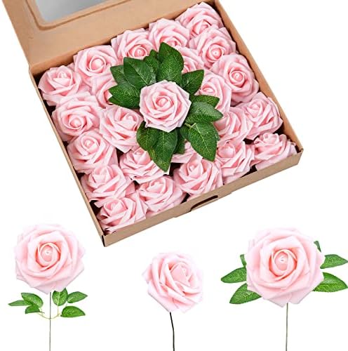 Uzer umjetno cvijeće 25 paketa, lažno cvijeće ruže za DIY vjenčanje mladenke buketi središnjim dječjim