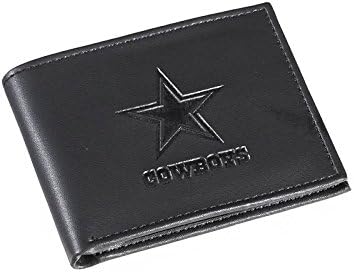 Timski sportovi America NFL Dallas Cowboys crni novčanik | Bi-Fold / zvanično licencirani logo sa žigom / napravljen od kože / Organizator novca i kartica / Poklon kutija uključena