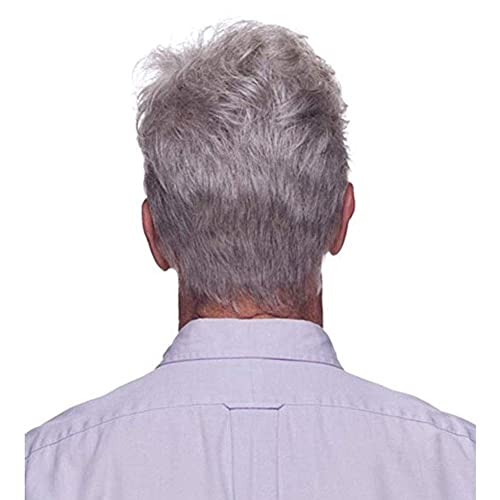 Miuxiu muške kratke sive bijele perike pahuljaste i realistične kratke kose stara Muška perika, Muška
