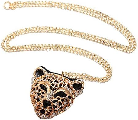 RUFUNI Leopard ogrlica Za Glavu vještački dijamant glava Leopard Ogrlice Privjesci Vintage Retro duga ogrlica