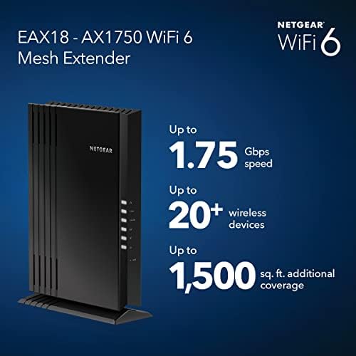 Netgear WiFi 6 Mesh Proširivač raspona-dodajte do 1,500 kvadratnih metara. ft. i 20+ uređaji sa AX1750