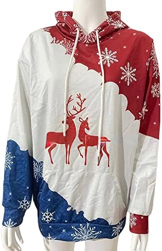 Mayntop HODE HOUDIE XMAS božićni stablo Snowman Gnome Red Nose za jelena medvjeda Grafički labav