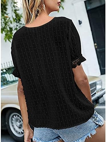 Vežite čvrste majice za žene Casual kratki rukav ljetni vrhovi V-izrez majica labavi kroj pulover