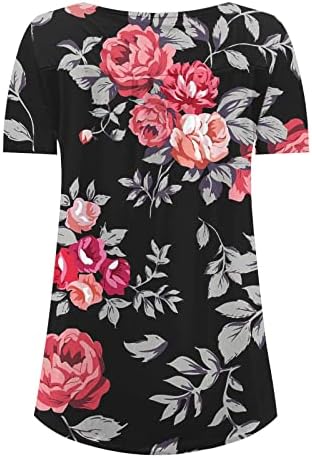 Ženski vrhovi sakriju trbuh tunika 2023 ljetni kratki rukav cvjetni print Henley majice za haljinu