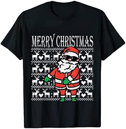 Majica za muškarce kratke rukave s kratkim rukavima smiješna božićna tiskana sve utakmica o o-vratu