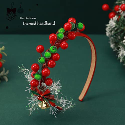 Fashey Božić traka za glavu Božić Berry Head Hoop mali zvono Božić traka za glavu cvjetni kosa vijenac