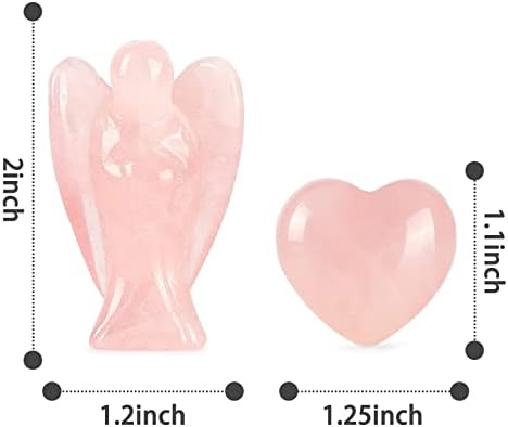 Artissone Rose Quartz džepni čuvar anđeoski figurini i čak srca, isklesana dragulja za iscjeljujuće kristalno