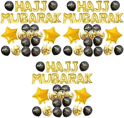 3pcs Hanging- FITR crni lateks dekor Layout Mubarak Dekoracija Glod Pismo Eid Banner Dekorativni