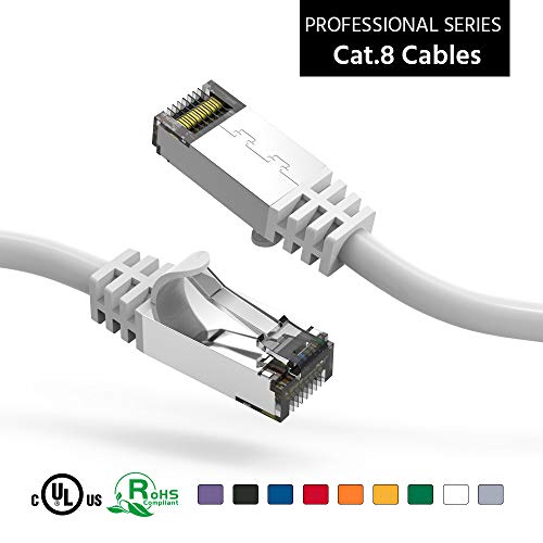Beszin [50 mikrona pozlaćena 0,5ft CAT.8 S / FTP oklopljen Ethernet mrežni kabel bijeli 26AWG