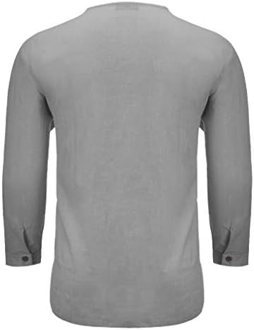 ZDFER pamučne majice za muške, jesen 3/4 rukava V izrez Labavi plažni vrhovi plus veličina čvrste udobne majice