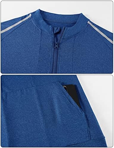 Poriff Muške trke aktivne košulje suho fit četvrt zip pulover dugih rukava sa džepovima Majica za golf