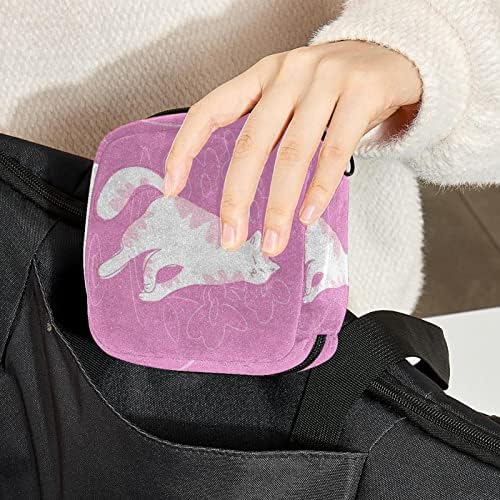 ORYUEKAN torba za Period, torba za odlaganje higijenskih uložaka, ženstvena torba za higijenske uloške za djevojčice žene dame, crtana životinja mačka Pink