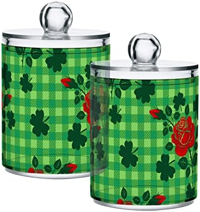 Wudan Wild Irish Rose St 2 Pack Qtips Holder Apotekarska staklenka kupaonica Vanity Clear Storage Cantester