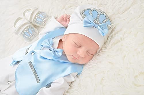 Lilax Baby Boy Jewels Crown Tuxedo Outfit Lyseette 5 komada Poklon Poklon 0-3 mjeseca
