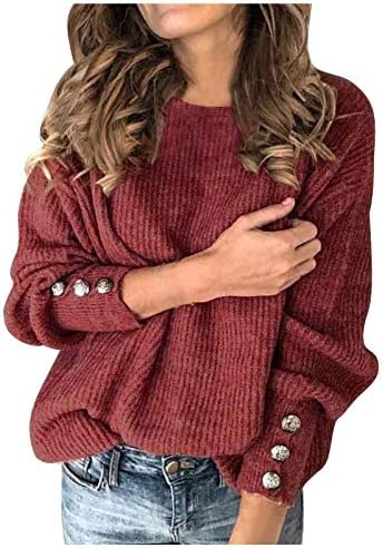 Ymosrh Ženski prevelizirani džemperi modni pulover u boji okrugli vrat topli džemper s dugim rukavima