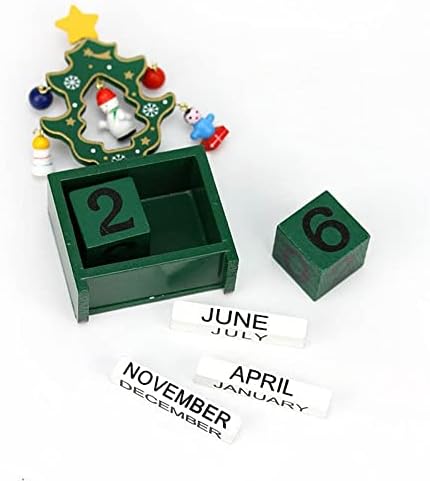 Houchu 1pcs Desktop Božić Kalendar Cartoon Santa klauzula drveni kalendar Sretan Božić Kalendar Božić ukras