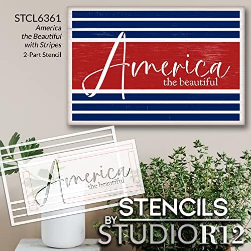 Amerika lijepa s prugama 2 dijela šablona StudioR12 / Craft DIY Patriotski Kućni dekor | znak za drvo
