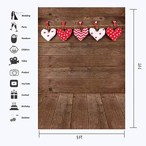 LTLYH 7x5ft Valentinovo drvena tabla pozadina Valentinovo ljubav srca Vintage drvena daska