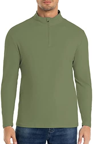 Carwornic Muška 1/4 Zip Pulover majica s dugim rukavima Casual Slim Fit Stretch Pamuk FAGH WORK SHIrts za golf