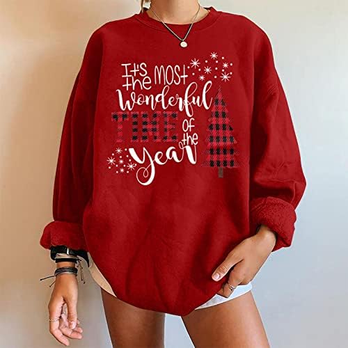 Ženski ružni božićni dugi rukav O-izrez za blubu za izrez Casual pulover ružnim duksevima na vrhu 3D ispisani džemper